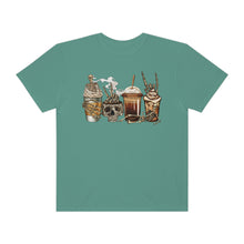 Load image into Gallery viewer, Pumpkin Spice Coffee Halloween Spooky Season Comfort Colors® Halloween T-Shirt, Women's Skeletons and Skulls T-Shirt
