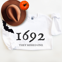 Load image into Gallery viewer, Halloween Women's 1692 They Missed One Crewneck Sweatshirt, Funny Fall Shirt