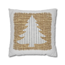 Load image into Gallery viewer, Christmas Burlap-Look Pillow Covers, Rustic Country Square covers, Country Farmhouse Decor, Ticking-Look Pillowcase Set, Farmhouse Pillow Covers