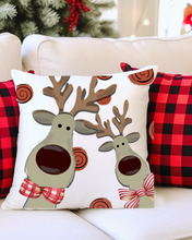 Load image into Gallery viewer, Christmas Reindeer Spun Polyester Square Pillow Fun Christmas Decor Throw Pillow