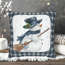 Load image into Gallery viewer, Christmas Pillow Cover, Snowman Christmas Pillow Cover, Rustic Christmas, Holiday Pillow Cover, Farmhouse Decor Pillow, Christmas Porch Decor