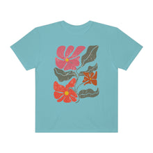 Load image into Gallery viewer, Abstract Boho Flowers Comfort Colors T-Shirt, Women's Boho Distressed-Look Design, Folk Art Design T-Shirtf