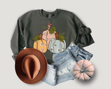 Load image into Gallery viewer, Women's Fall Hand Drawn Pastel Pumpkins Pullover Sweatshirt