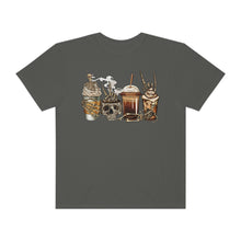 Load image into Gallery viewer, Pumpkin Spice Coffee Halloween Spooky Season Comfort Colors® Halloween T-Shirt, Women's Skeletons and Skulls T-Shirt