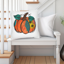 Load image into Gallery viewer, Fall Pillow Covers, Rustic Country Square, White Background Farmhouse Decor Pillowcase Set, Pumpkin Designs