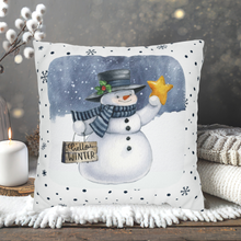 Load image into Gallery viewer, Christmas Pillow Cover, Snowman Christmas Pillow Cover, Rustic Christmas, Holiday Pillow Cover, Farmhouse Decor Pillow, Christmas Porch Decor