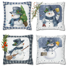 Load image into Gallery viewer, Christmas Pillow Cover, Snowman Christmas Pillow Cover, Rustic Christmas, Holiday Pillow Cover, Farmhouse Decor Pillow, Christmas Porch Decor