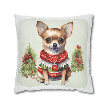 Load image into Gallery viewer, Christmas Pillow Cover, Chihuahua Pillow Cover, Christmas Scarf, Holiday Pillow Cover, Holiday Decor Pillow Cover