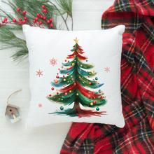 Load image into Gallery viewer, Christmas Pillow Covers, Bright Christmas Tree, Square Covers, Country Farmhouse Decor, Pillowcase Set, Farmhouse Tree, Porch Pillows, Entryway Decor