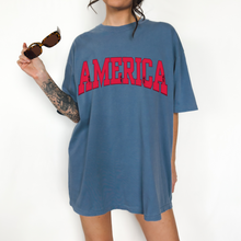 Load image into Gallery viewer, America Comfort Colors® T-Shirt, T-Shirt Dress, Retro Distressed Varsity Letters Design Tee, Oversized print
