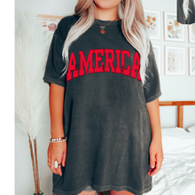Load image into Gallery viewer, America Comfort Colors® T-Shirt, T-Shirt Dress, Retro Distressed Varsity Letters Design Tee, Oversized print