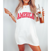 Load image into Gallery viewer, America Comfort Colors® T-Shirt, T-Shirt Dress, Retro Distressed Varsity Letters Design Tee, Oversized print