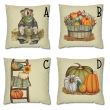 Load image into Gallery viewer, Fall Scarecrow Pillow Covers, Rustic Country Square Covers, Country Farmhouse Decor, Coordinating Pillow Cover Set, Farmhouse Pillows