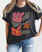 Load image into Gallery viewer, Abstract Boho Flowers Comfort Colors T-Shirt, Women's Boho Distressed-Look Design, Folk Art Design T-Shirtf
