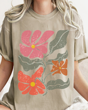 Load image into Gallery viewer, Abstract Boho Flowers Comfort Colors T-Shirt, Women's Boho Distressed-Look Design, Folk Art Design T-Shirtf