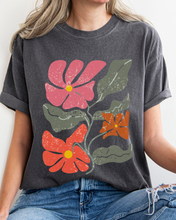 Load image into Gallery viewer, Abstract Boho Flowers Comfort Colors T-Shirt, Women's Boho Distressed-Look Design, Folk Art Design T-Shirtf