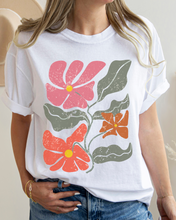 Load image into Gallery viewer, Abstract Boho Flowers Comfort Colors T-Shirt, Women's Boho Distressed-Look Design, Folk Art Design T-Shirtf