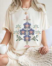 Load image into Gallery viewer, Abstract Violets Boho Comfort Colors T-Shirt, Women's Boho Distressed-Look Design, Folk Art Design T-Shirt