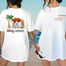 Load image into Gallery viewer, Ahoy, Gnomies Crewneck Sweatshirt or T-Shirt Women's Summer Beach or Cruise Front and Back Design