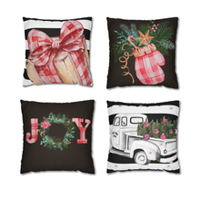 Load image into Gallery viewer, Christmas Pillow Covers, Rustic Country Square Covers, Country Farmhouse Decor, Coordinating Pillow Cover Set, Farmhouse Pillows