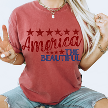 Load image into Gallery viewer, America the Beautiful July 4th Comfort Colors® T-Shirt, T-Shirt Dress, Distressed Fourth of July Design, Oversized Print Summer T-Shirt