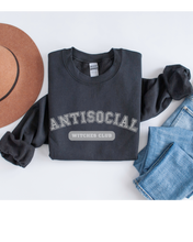 Load image into Gallery viewer, Halloween Antisocial Witches Club Crewneck Sweatshirt, Women's Cozy Halloween or Fall Pullover