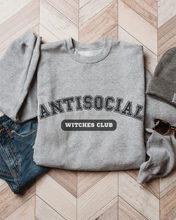 Load image into Gallery viewer, Halloween Antisocial Witches Club Crewneck Sweatshirt, Women's Cozy Halloween or Fall Pullover