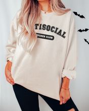 Load image into Gallery viewer, Halloween Antisocial Witches Club Crewneck Sweatshirt, Women's Cozy Halloween or Fall Pullover
