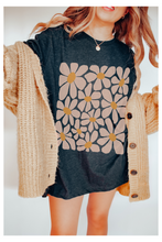 Load image into Gallery viewer, Retro Daisies, Hippie, Abstract Hand-Drawn Bella Canvas® T-Shirt, T-Shirt Dress, Psychedelic, Groovy Flower Shapes Tee
