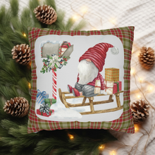 Load image into Gallery viewer, Christmas Pillow Cover, Santa Gnome Christmas Pillow Cover, Rustic Christmas, Holiday Pillow Cover, Farmhouse Decor Pillow, Christmas Porch Decor
