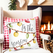Load image into Gallery viewer, Christmas Pillow Covers, Square Pillow Cover, Country Pillow Covers, Holiday Decor Pillow Cover, Tis The Season, Fun Christmas Pillows
