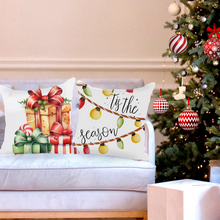 Load image into Gallery viewer, Christmas Pillow Covers, Square Pillow Cover, Country Pillow Covers, Holiday Decor Pillow Cover, Tis The Season, Fun Christmas Pillows