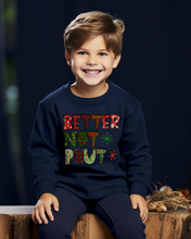 Load image into Gallery viewer, Better Not Pout Youth Crewneck Sweatshirt, Cute Kids Christmas Crewneck Pullover