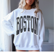 Load image into Gallery viewer, Boston Heavy Blend™ Crewneck Sweatshirt, Unisex-Sized Cozy Pullover, Oversized Retro Boston with Vintage Varsity Letters