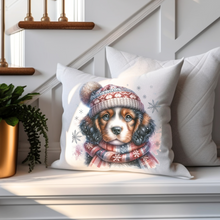 Load image into Gallery viewer, Christmas Pillow Cover, Christmas Puppies Pillow Cover, Cute Holiday Pillow Cover, Christmas Porch Decor