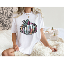 Load image into Gallery viewer, Watercolor Pumpkin Fall Comfort Colors® Hand Drawn Pastel Pumpkin T-Shirt, Women's Shirt