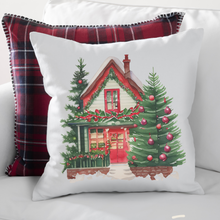 Load image into Gallery viewer, Christmas Houses Pillow Covers, Rustic Country Square covers, Country Farmhouse Decor