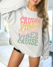 Load image into Gallery viewer, Cruise Vibes Crewneck Sweatshirt, Retro Inspired Design, Vacation Trip Shirt, For Breezy Nights at Sea!