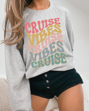 Load image into Gallery viewer, Cruise Vibes Crewneck Sweatshirt, Retro Inspired Design, Vacation Trip Shirt, For Breezy Nights at Sea!