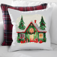 Load image into Gallery viewer, Christmas Houses Pillow Covers, Rustic Country Square covers, Country Farmhouse Decor