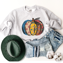 Load image into Gallery viewer, Women's Pumpkin Crewneck Sweatshirt Women's Hand Calico Pumpkin Design Gildan Pullover