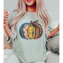 Load image into Gallery viewer, Calico Pumpkin Fall Comfort Colors® T-Shirt, Cute Hand Drawn Pumpkin T-Shirt, Women's Shirt