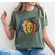 Load image into Gallery viewer, Calico Pumpkin Fall Comfort Colors® T-Shirt, Cute Hand Drawn Pumpkin T-Shirt, Women's Shirt