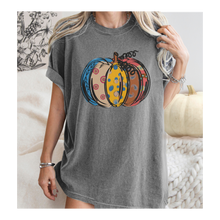 Load image into Gallery viewer, Calico Pumpkin Fall Comfort Colors® T-Shirt, Cute Hand Drawn Pumpkin T-Shirt, Women's Shirt