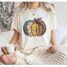 Load image into Gallery viewer, Calico Pumpkin Fall Comfort Colors® T-Shirt, Cute Hand Drawn Pumpkin T-Shirt, Women's Shirt