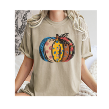 Load image into Gallery viewer, Calico Pumpkin Fall Comfort Colors® T-Shirt, Cute Hand Drawn Pumpkin T-Shirt, Women's Shirt
