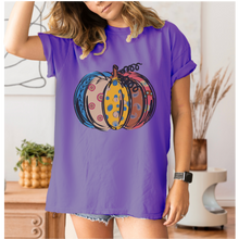 Load image into Gallery viewer, Calico Pumpkin Fall Comfort Colors® T-Shirt, Cute Hand Drawn Pumpkin T-Shirt, Women's Shirt
