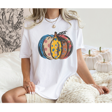 Load image into Gallery viewer, Calico Pumpkin Fall Comfort Colors® T-Shirt, Cute Hand Drawn Pumpkin T-Shirt, Women's Shirt