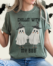 Load image into Gallery viewer, Halloween Comfort Colors® T-Shirt, Chillin' With My Boo Women's Gothic Creepy Design T-Shirt