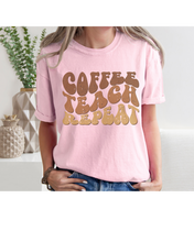 Load image into Gallery viewer, Teacher's Coffee Teach Repeat Comfort Colors® T-Shirt, Retro Funny Design T-Shirt
